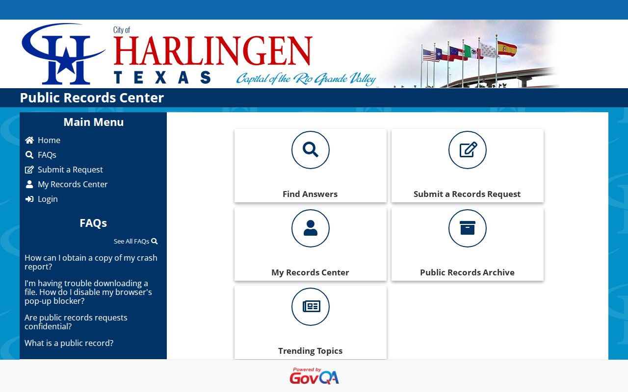Harlingen Police online records-request center