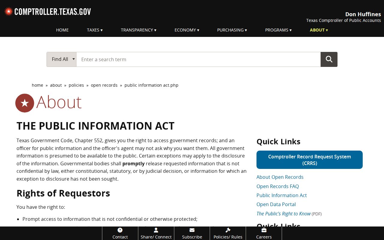 Cameron County booking record Texas Public Information Act source
